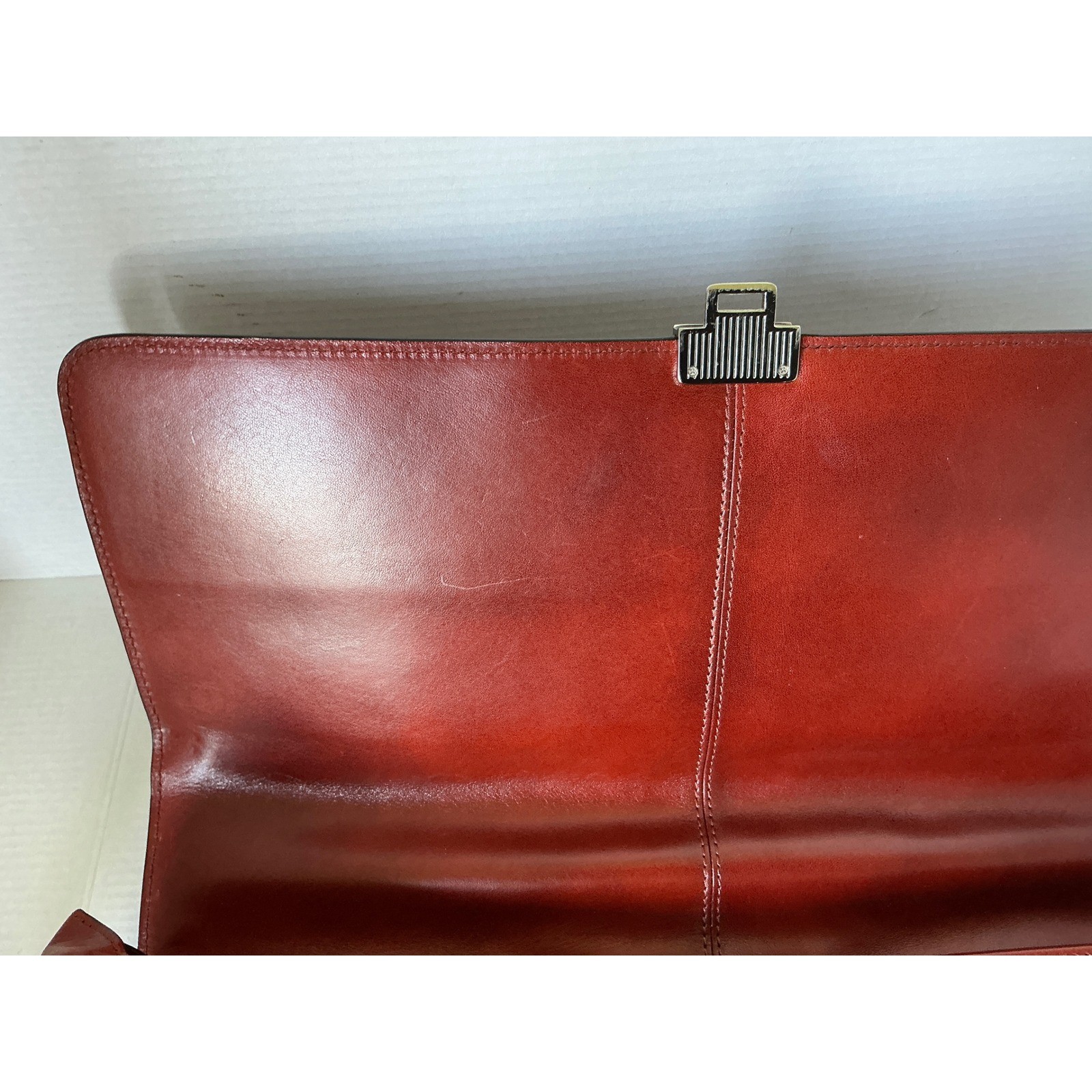 Bosca Leather Messenger Bag Amber Briefcase Laptop Crossbody Professional