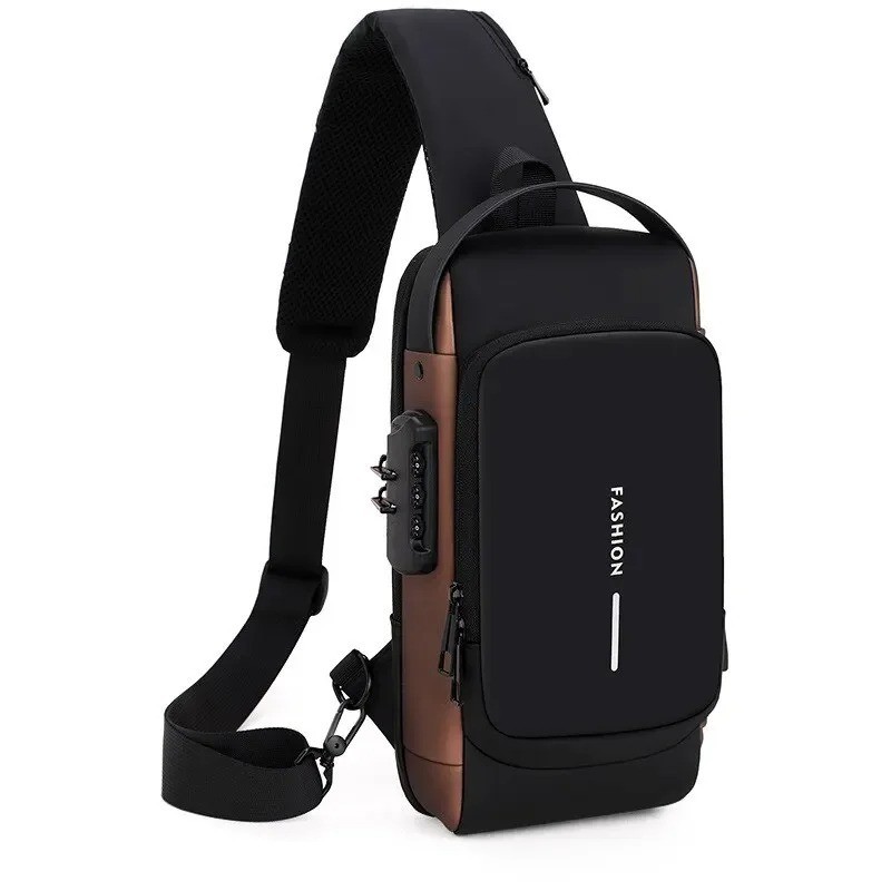 Designer Men Crossbody Bag PU Leather Classic Anti-Theft Shoulder Chest Bag