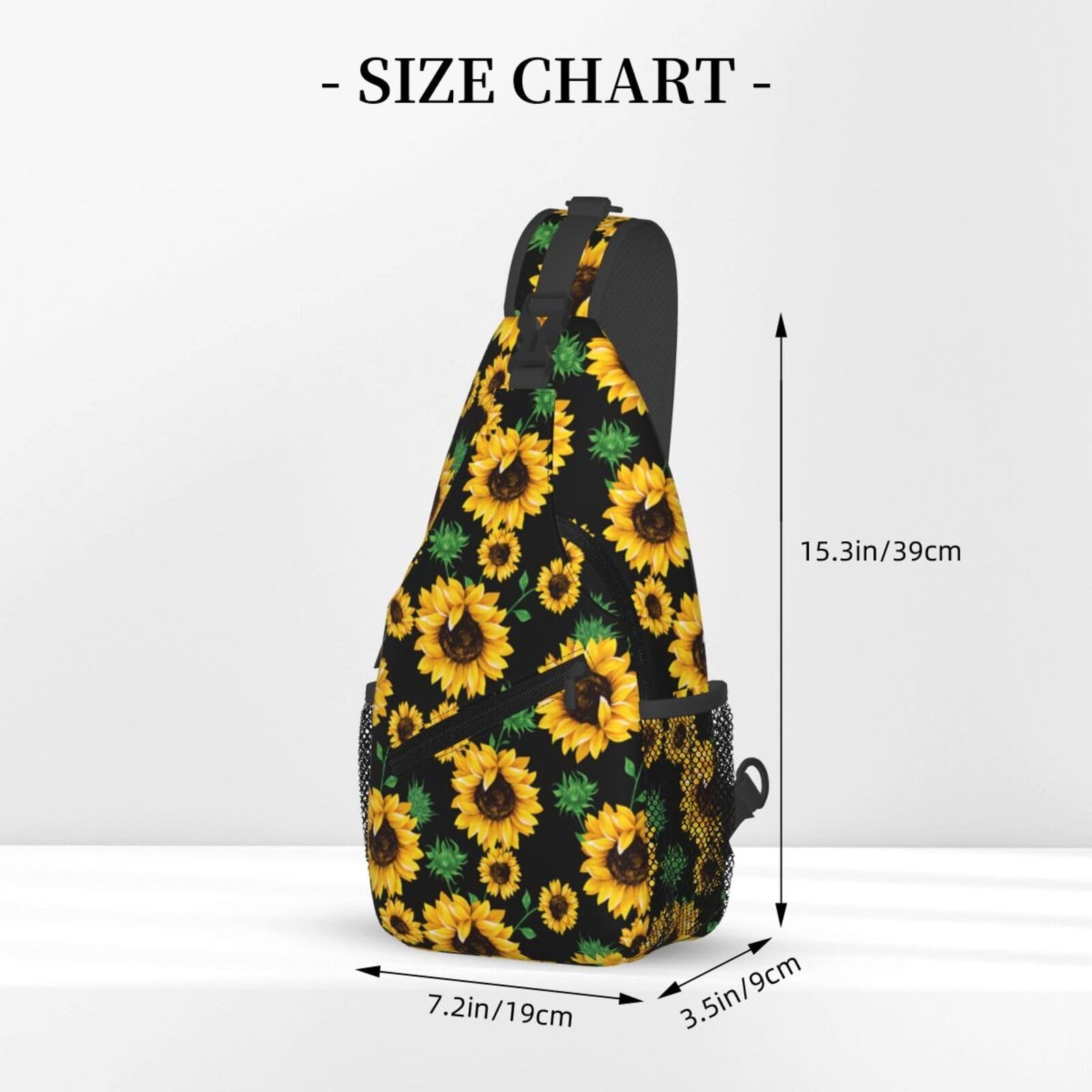 Yellow Sunflower Sling Backpack Men Hiking Daypack Crossbody 15.3×7.5×3.5 In