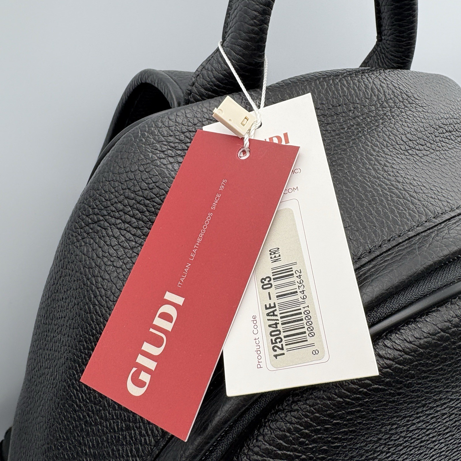 Giudi Hammered Calf Genuine Leather Black Backpack – Made In Italy