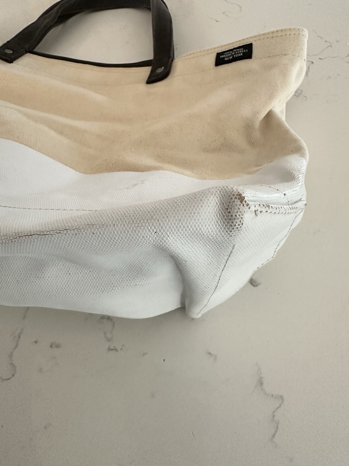 Jack Spade Warren Street Shark Canvas Tote Bag Cream White New York With Strap