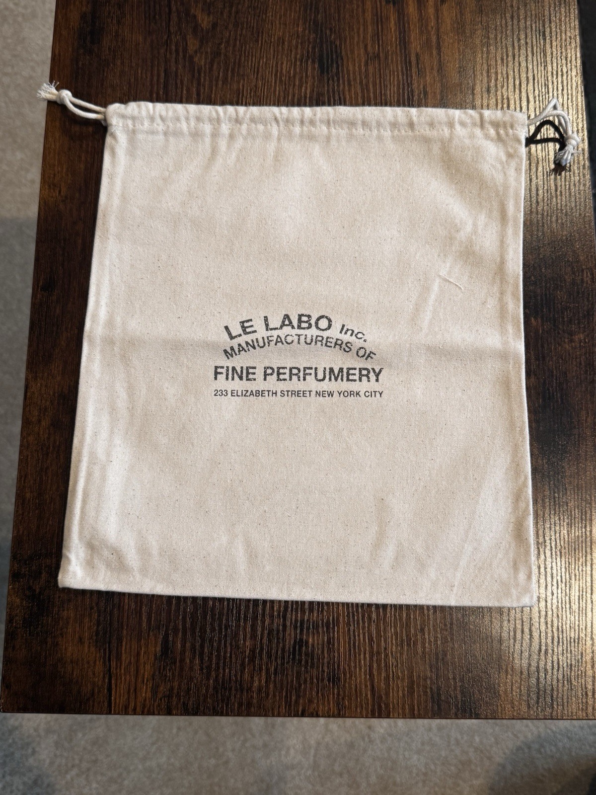 100 Percent Authentic Le Labo Cotton Drawstring Bag 10×12
