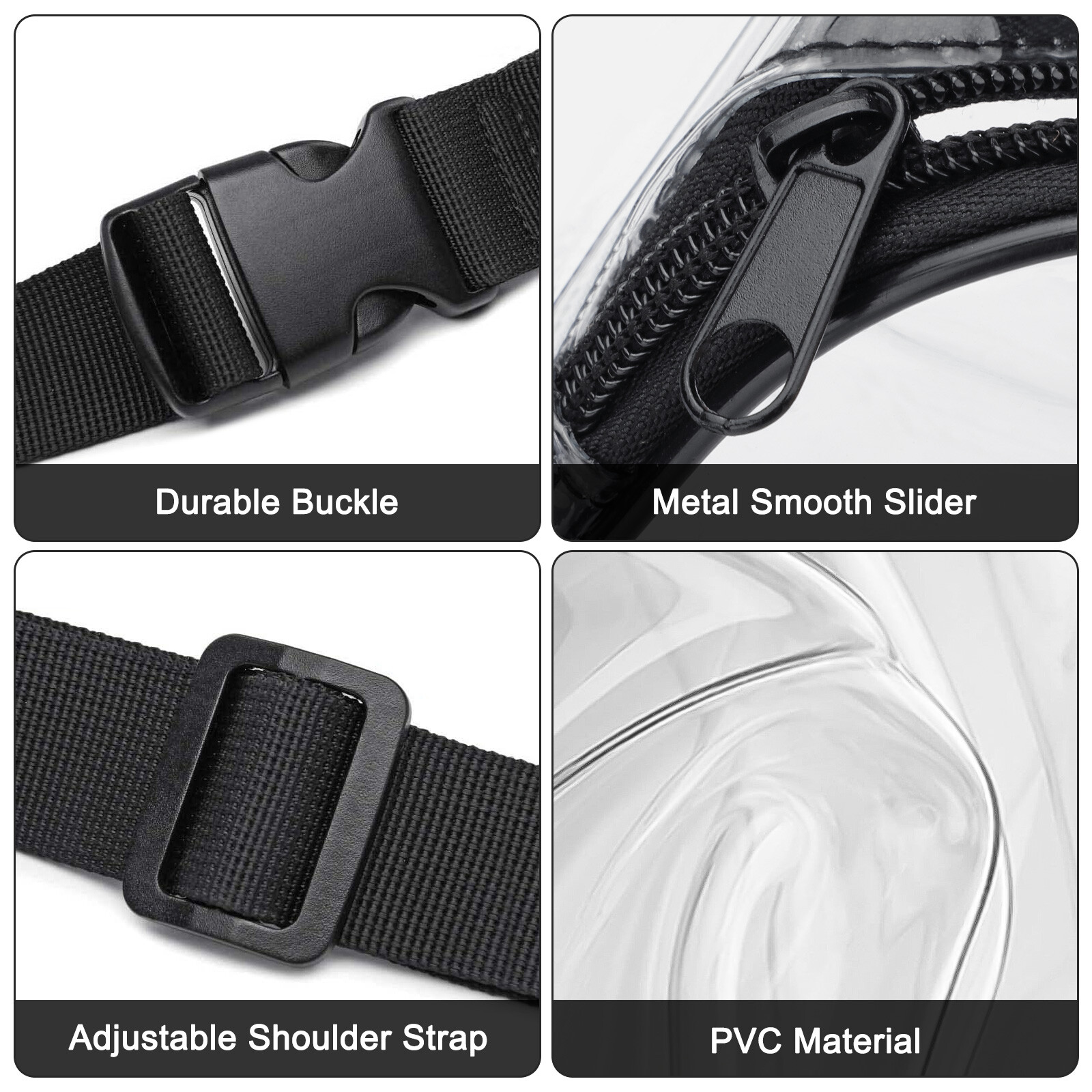 Clear Waist Pouch Bag Transparent Zipper Fanny Pack Adjustable Strap Travel Gift