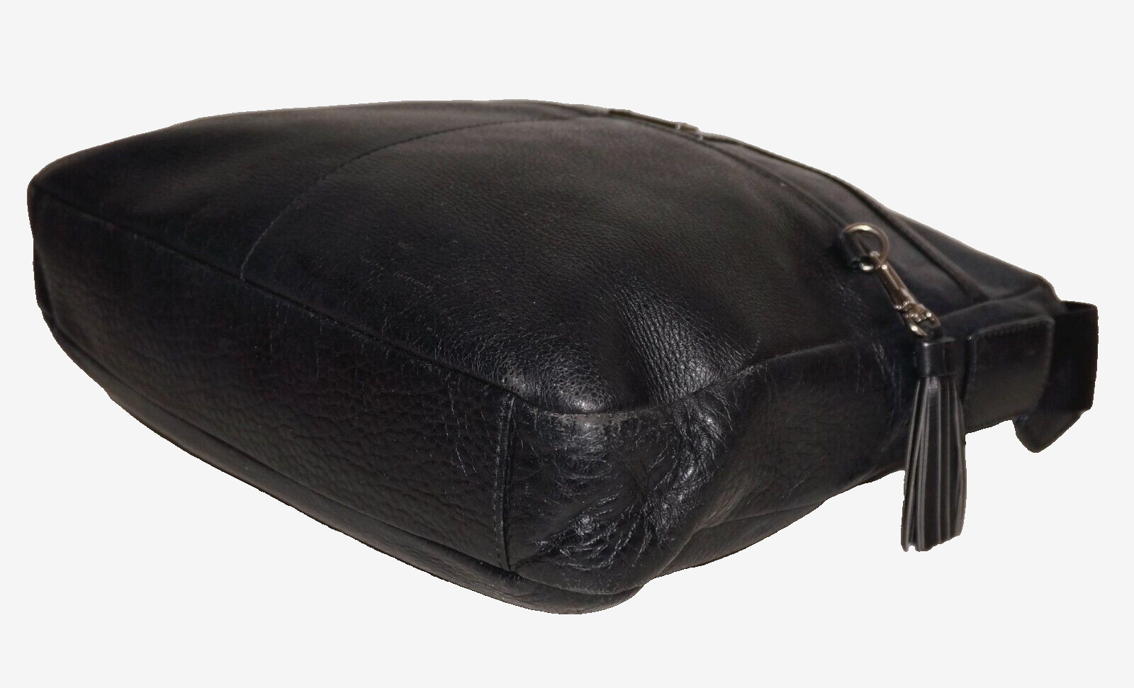 TUMI Black Leather Crossbody Shoulder Bag 10×12 *WEAR / RUBS / MARKS