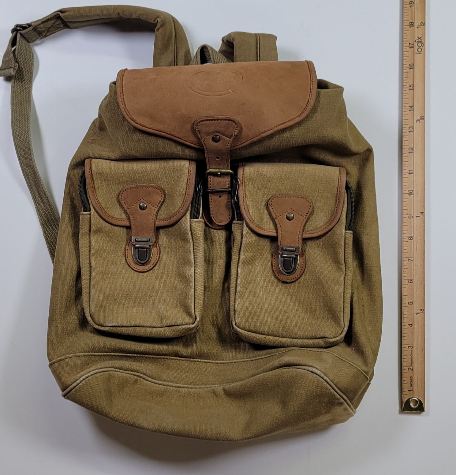 Vintage High Sierra Seagrams Backpack Brown Canvas Leather Hiking Work Travel