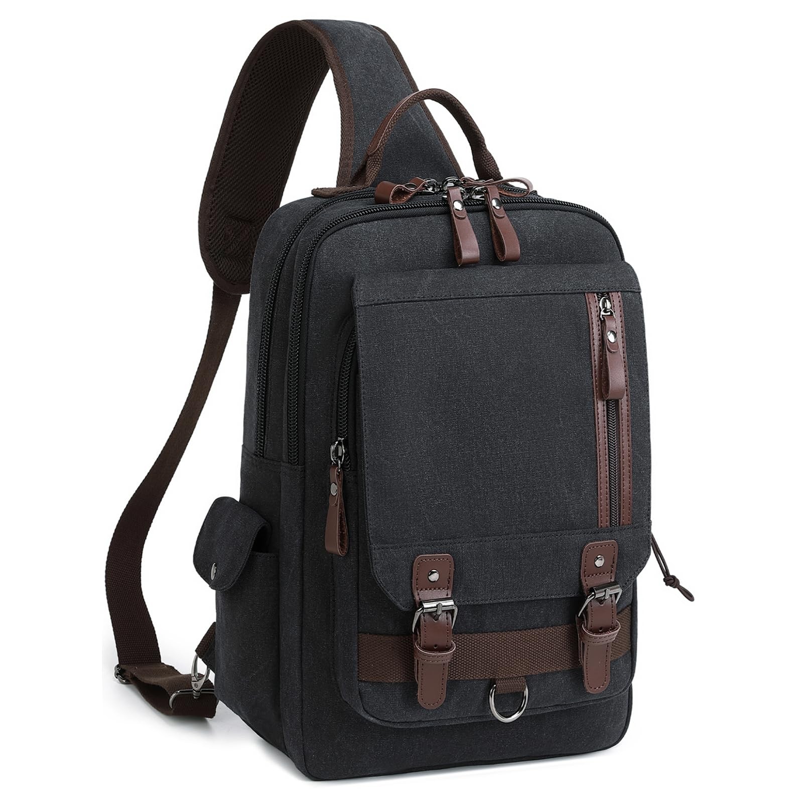 Canvas Messenger Bag 15 inch Backpack Crossbody Bags Sling Bag Black, XL
