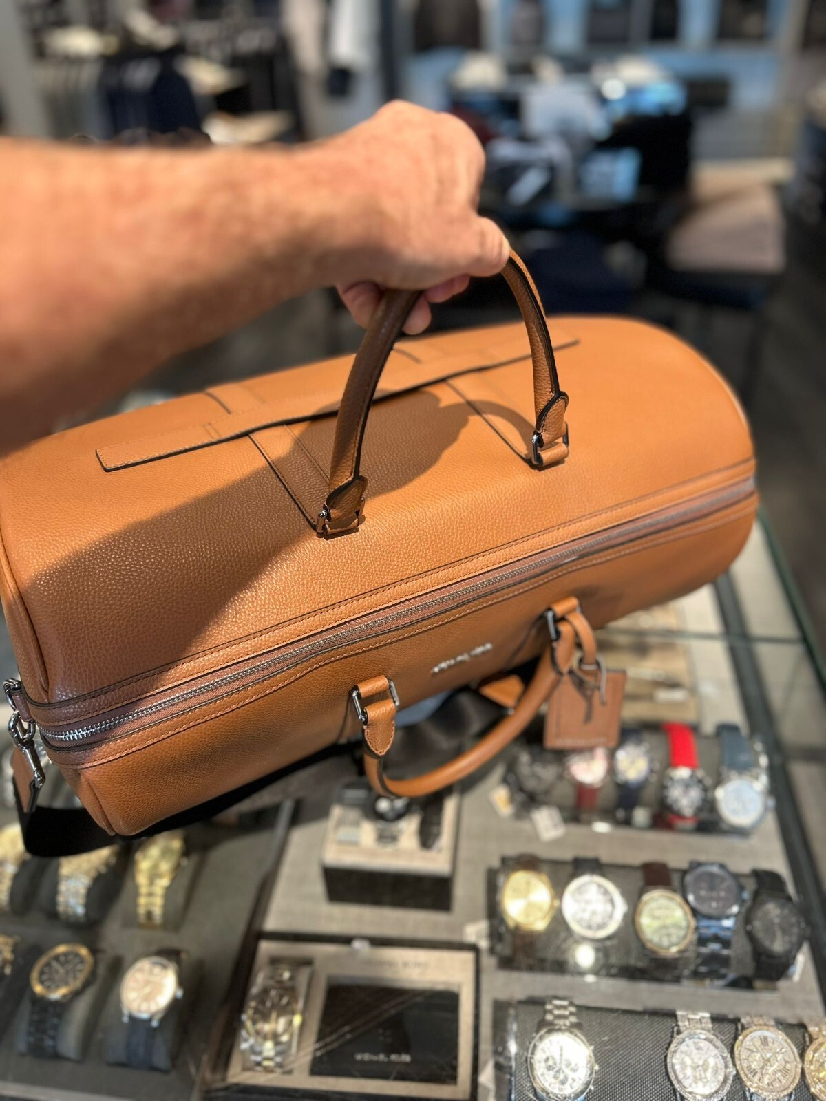 Michael Kors Cooper Men Duffle Luggage Brown Shoulder For Travel Getaway Trip MK