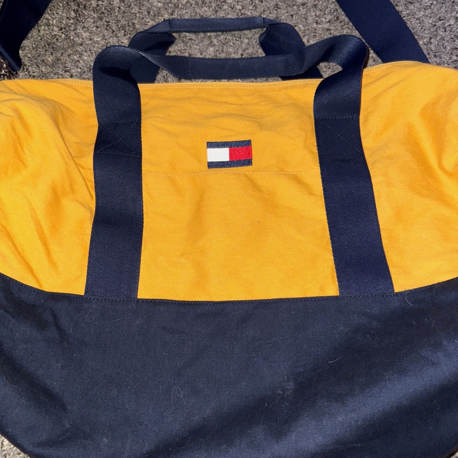 Tommy Hilfiger Duffle Bag Yellow And Navy Blue Large