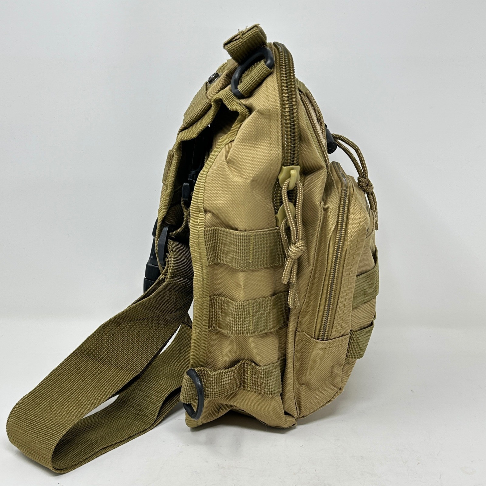 Tactical Sling Bag Coyote Brown Tan MOLLE Military Style EDC Shoulder Backpack