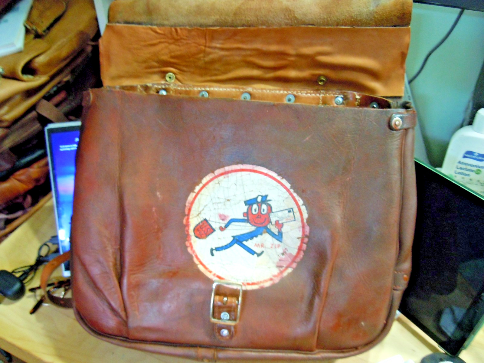 VTG Rare USPS US Leather Mail Postal Carrier Messenger Briefcase Bag # 31