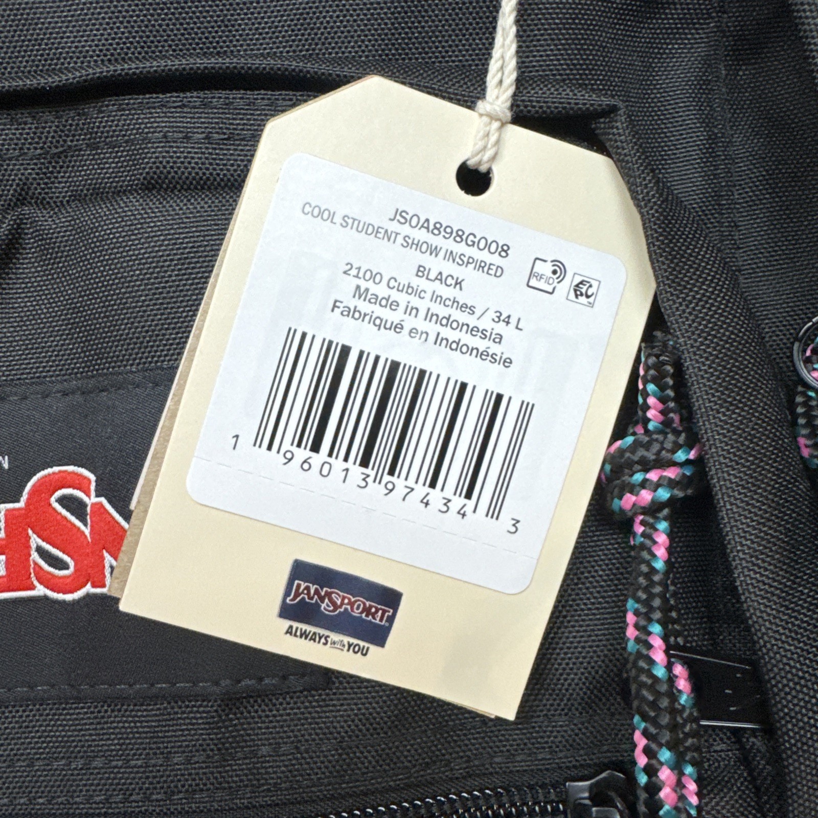 JanSport 34L Cool Student 17.5″ Backpack Stranger Things Mike’s Upside Down Logo