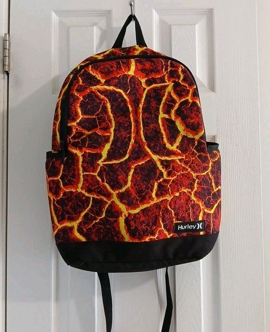 Hurley Backpack Bag Lava Fire Kids Adult Large 17″x11″x5″ School Book Tote