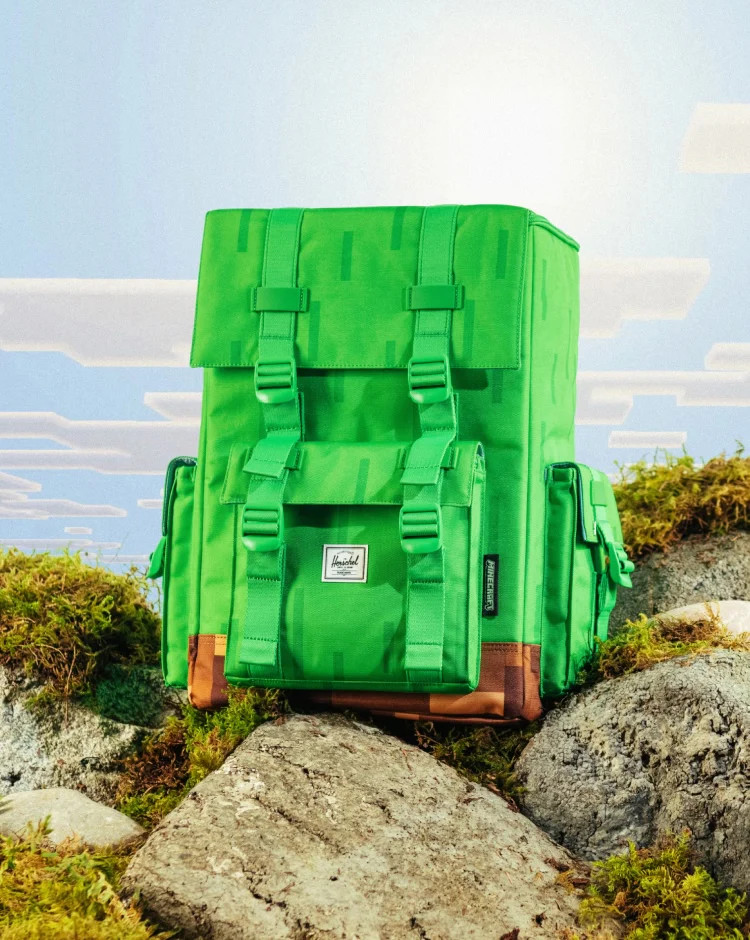 Minecraft Herschel Cube Little America™ Backpack – 29L – Green Grass Block – NWT