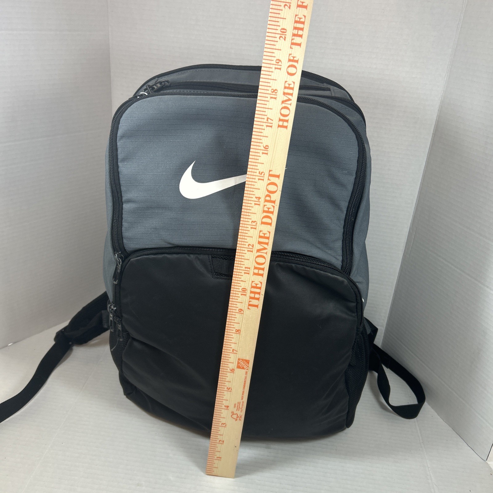 Nike Swoosh Logo Backpacks Solid Black Gray Colorblock School College Work