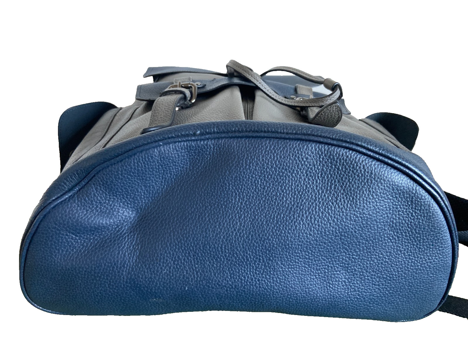 COACH #F49543 Hudson Grain Leather with Racing Stripes Men’s Backpack -Gray/Blue