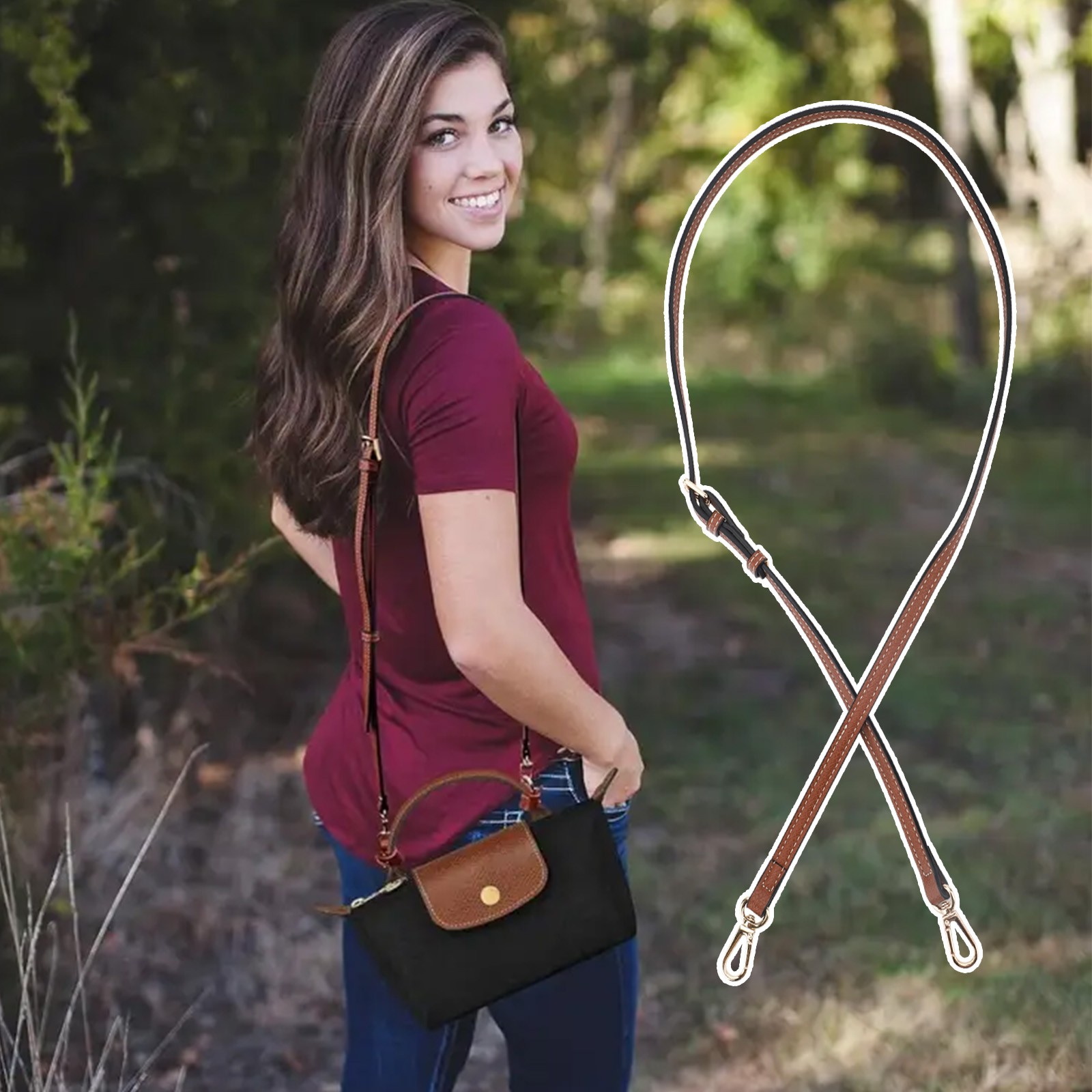 Replacement Crossbody Purse Strap for Mini Longchamp Handbag Shoulder Bag Handle