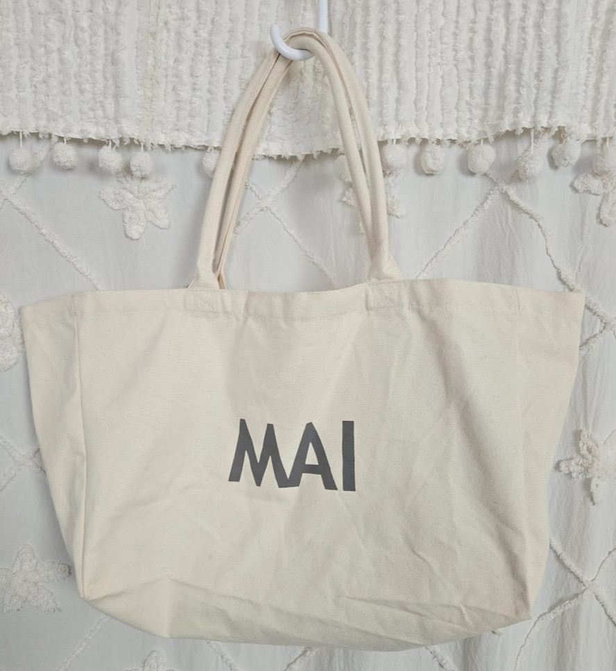 MAI Tote Bag For Shopping & Beach 20″ x 12.5″ x 6.5″ Natural Canvas Heavy Duty