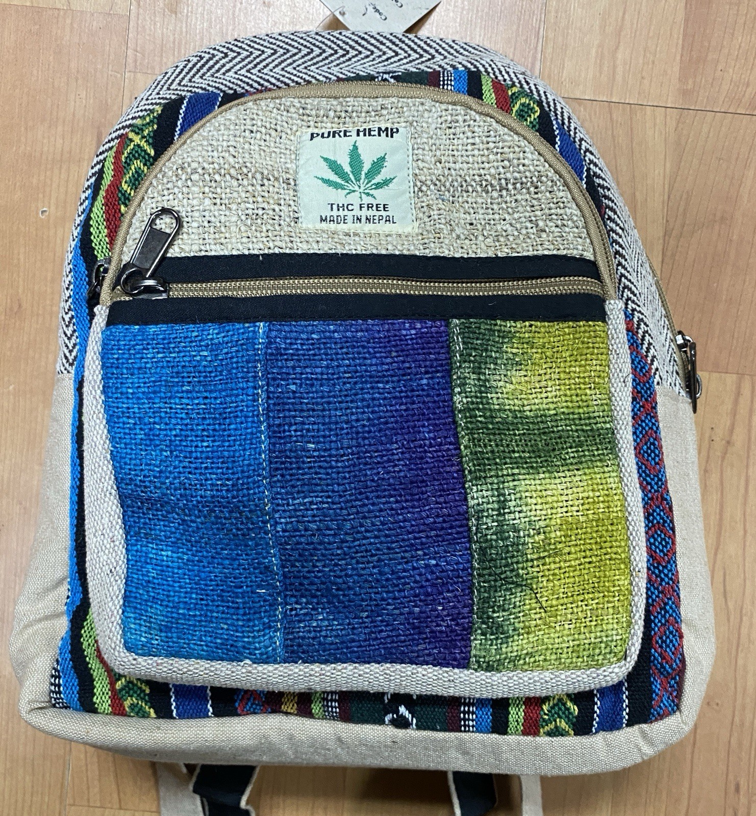 Himalayan Hemp Mini Tie Dye Travel Hiking Boho Book Bag Backpack