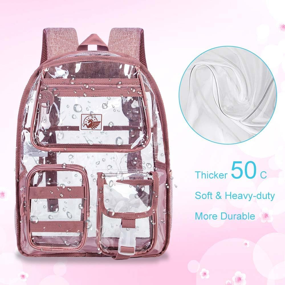 Clear Backpack, Heavy Duty Transparent Bookbag for Women and Men | Heavy Duty