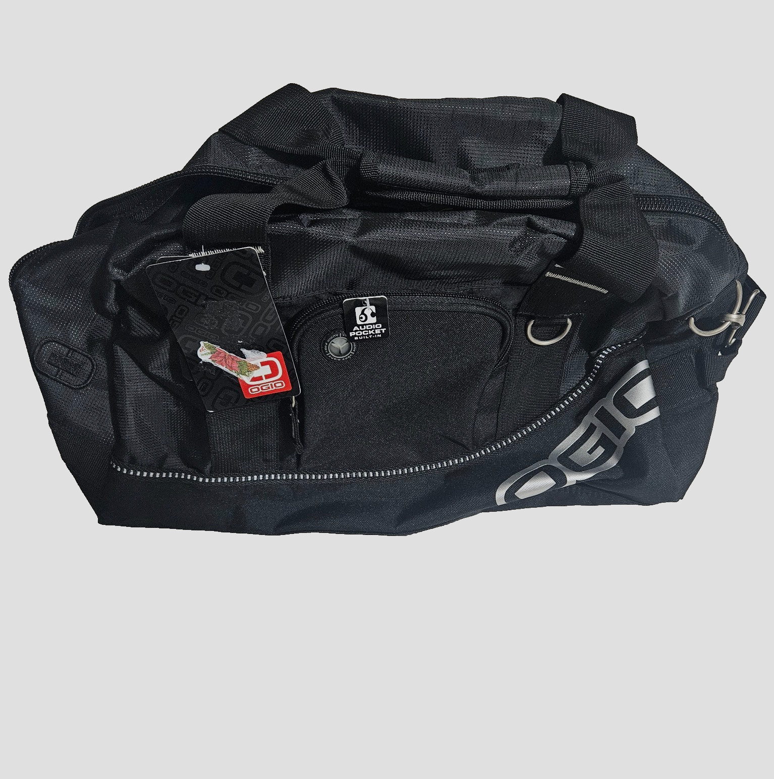 Ogio Half Dome Duffle Bag Gym Bag Black With Front Audio Pocket NWT
