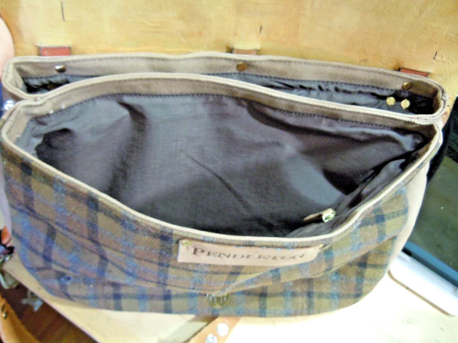 vintage Pendleton Wool Messenger Leather Satchel Brown Briefcase (on sale) #2
