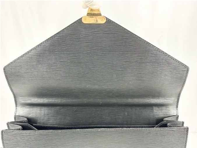 Louis Vuitton Black Epi Briefcase Document Case Push Lock Top Handle with Key