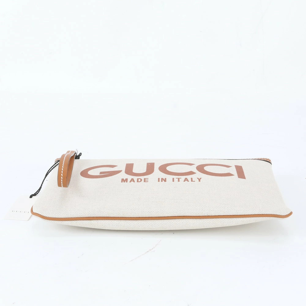 Gucci Logo Print 777165 Leather Clutch Bag Pouch Commuting Business