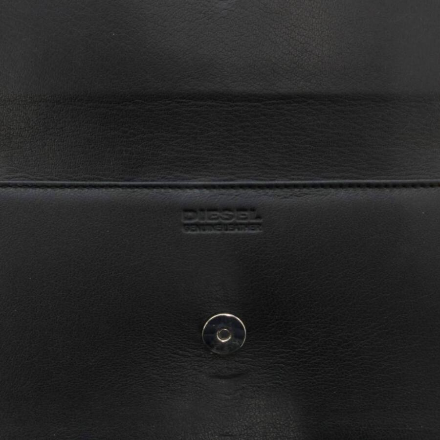 DIESEL Shoulder Wallet Leather Black Magnetic Zip Closure Mens