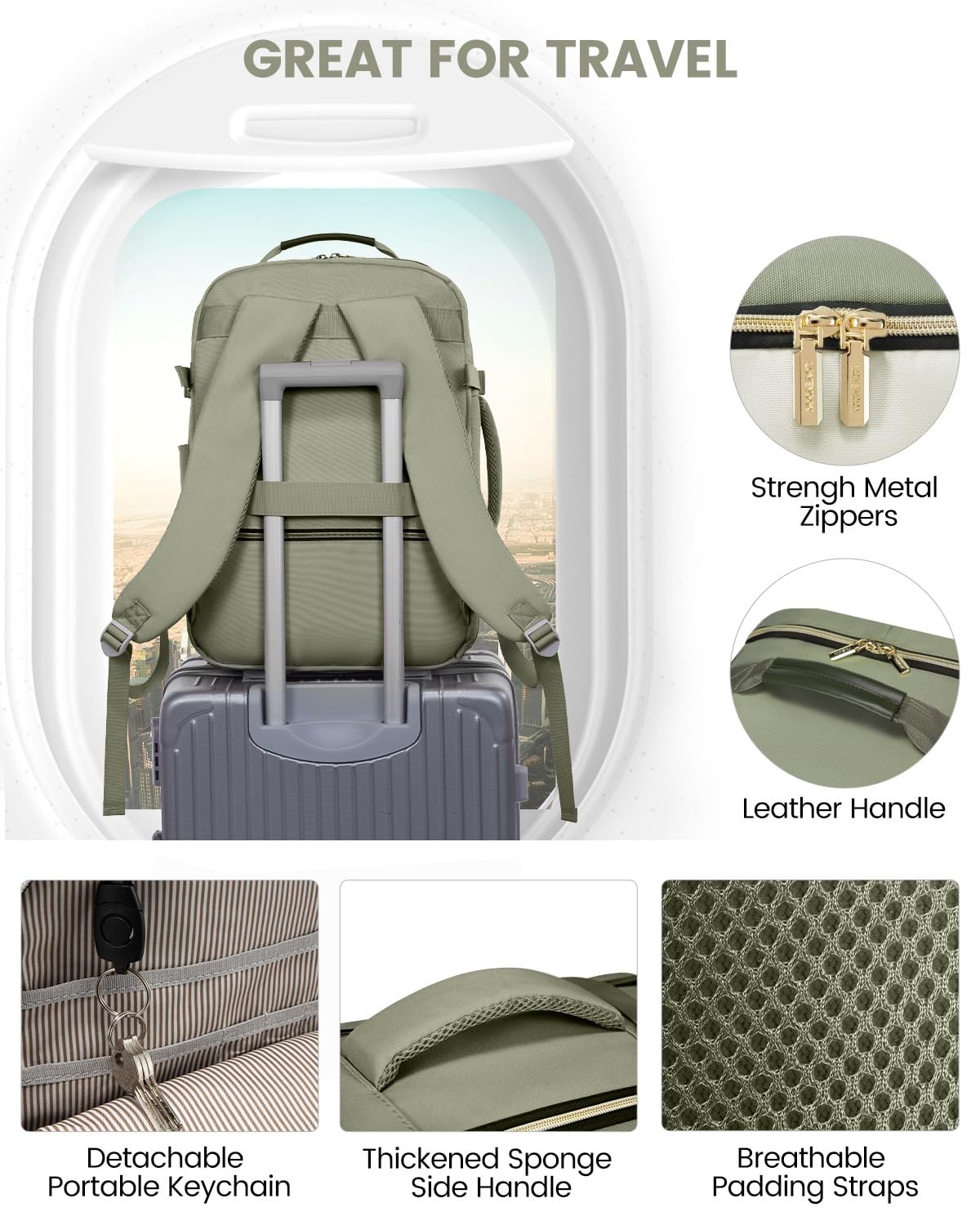 LOVEVOOK 40L Travel Backpack for Women & Men, Airline Approved Carry On Lugga…
