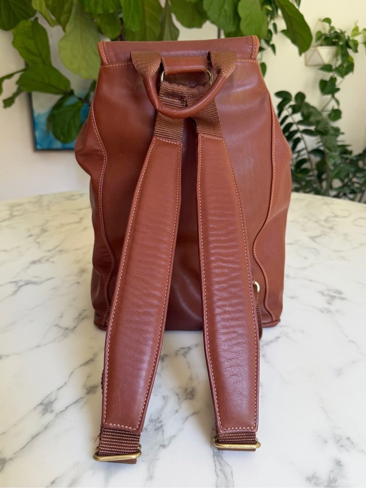 COACH Vintage Drawstring Buckle Backpack 0529 British Tan Leather USA 90’s 529
