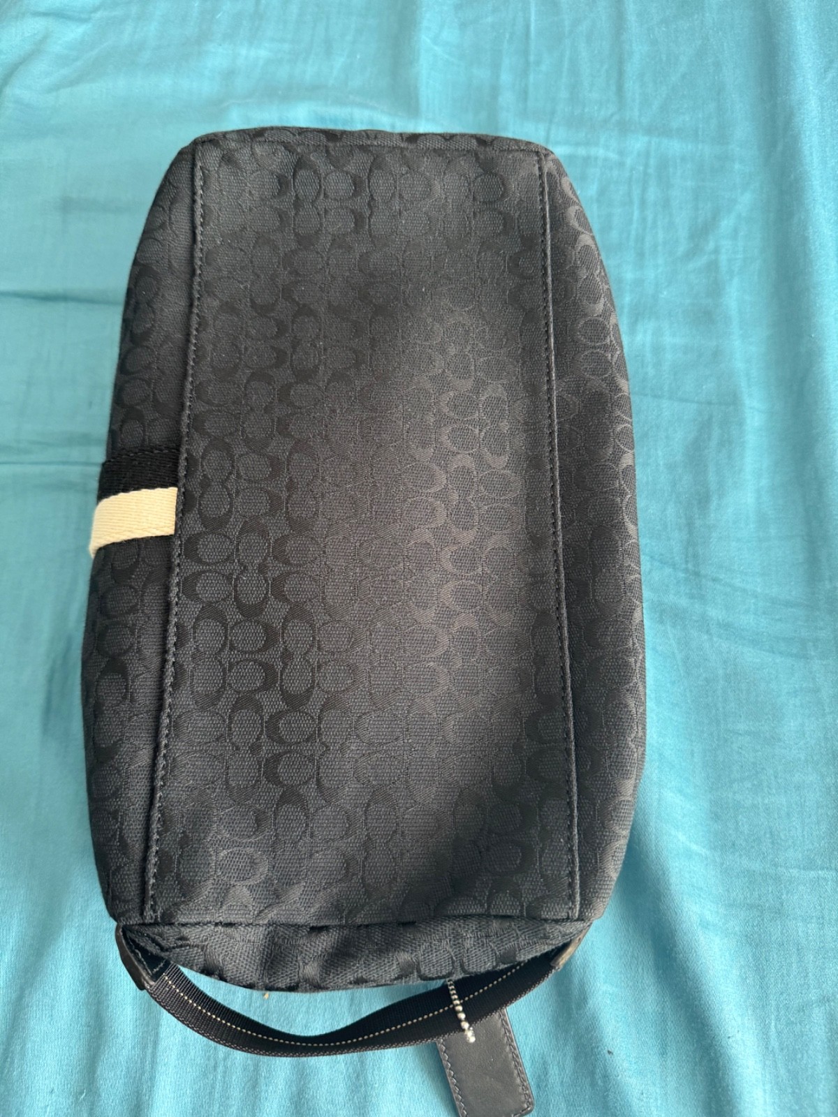 Authentic Coach Small Travel Kit In Signature Canvas Gunmetal/Charcoal/Black.