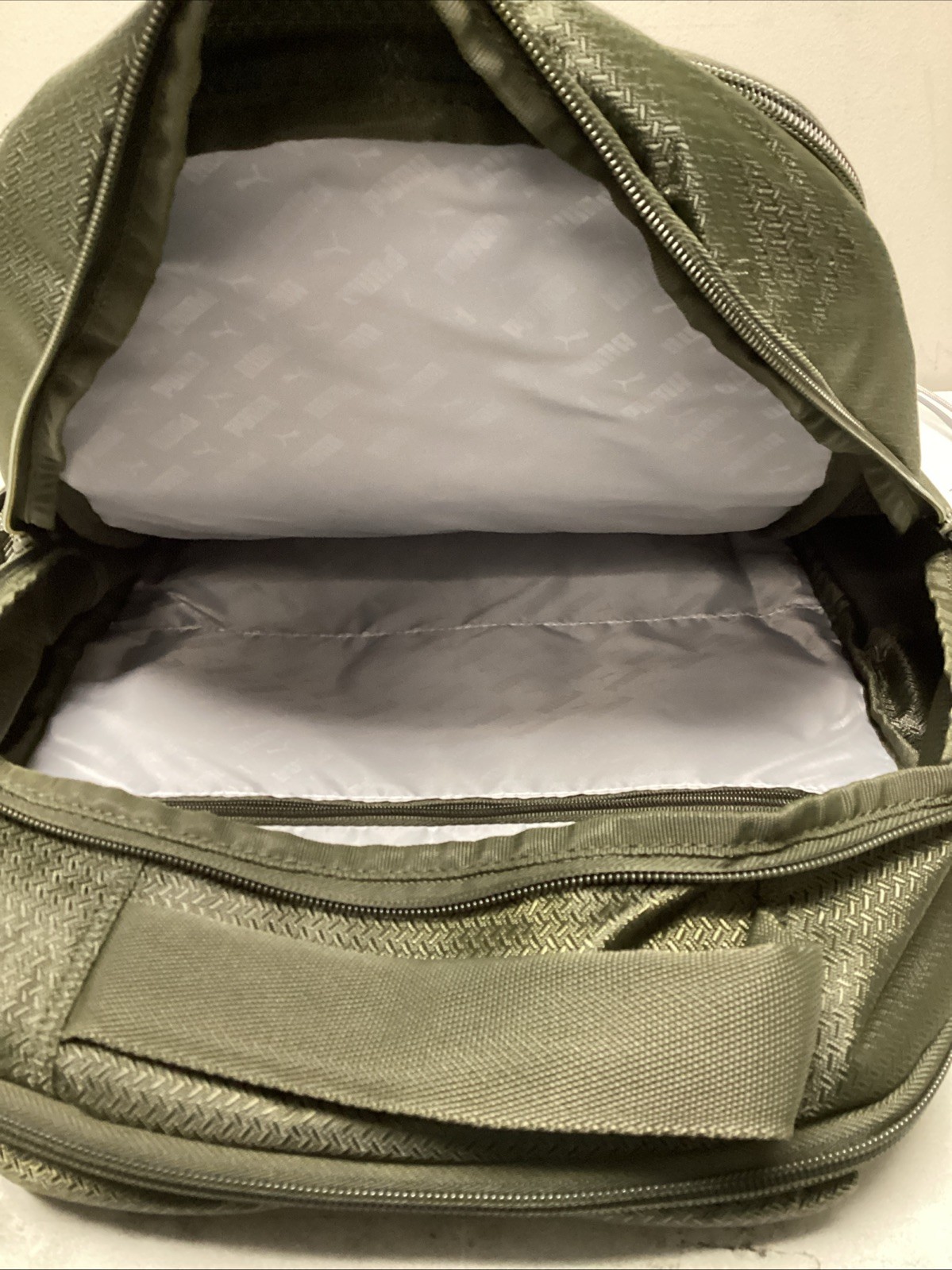 PUMA Backpack Green Laptop School Travel Book Bag Multiple Compartments New
