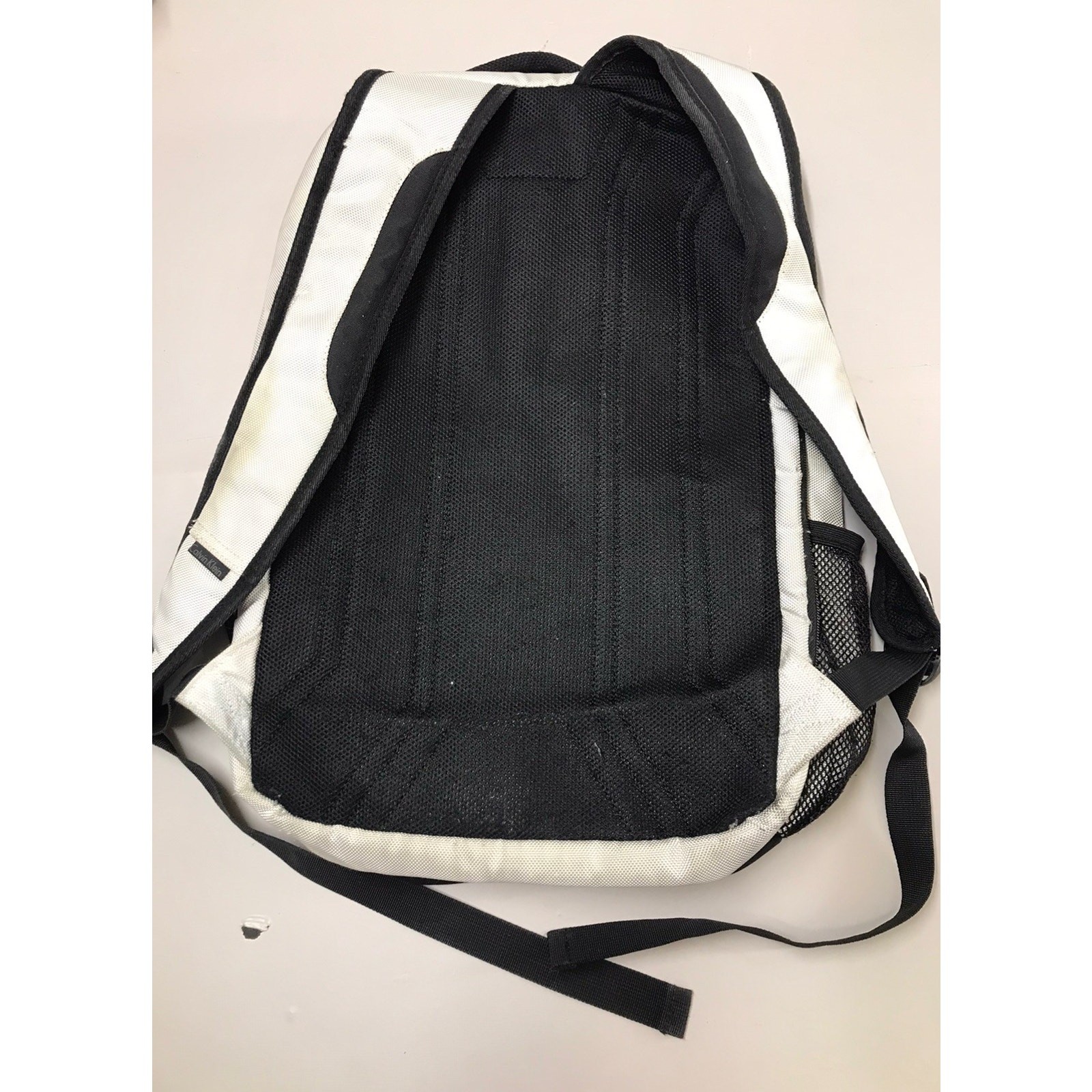 Calvin Klein Backpack Silver Black Laptop Bookbag Multi Pocket School $139.50