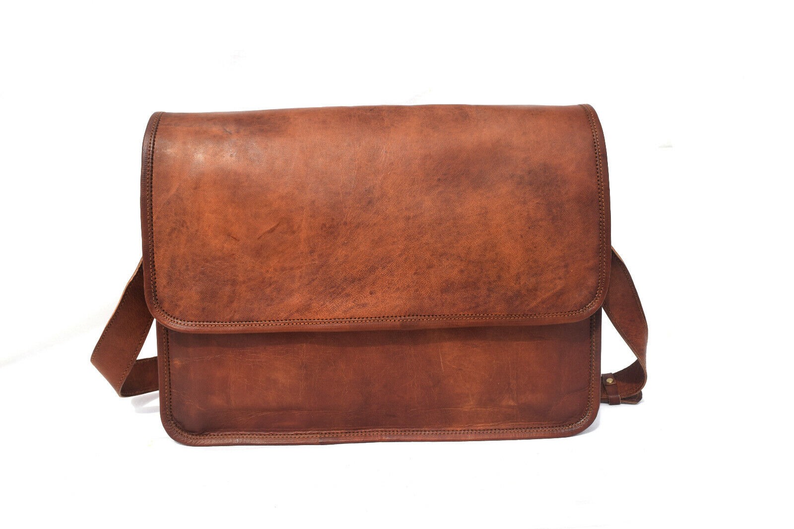14 In Leather Messenger Bag Office Laptop Satchel School Crossbody Shoulder Bags