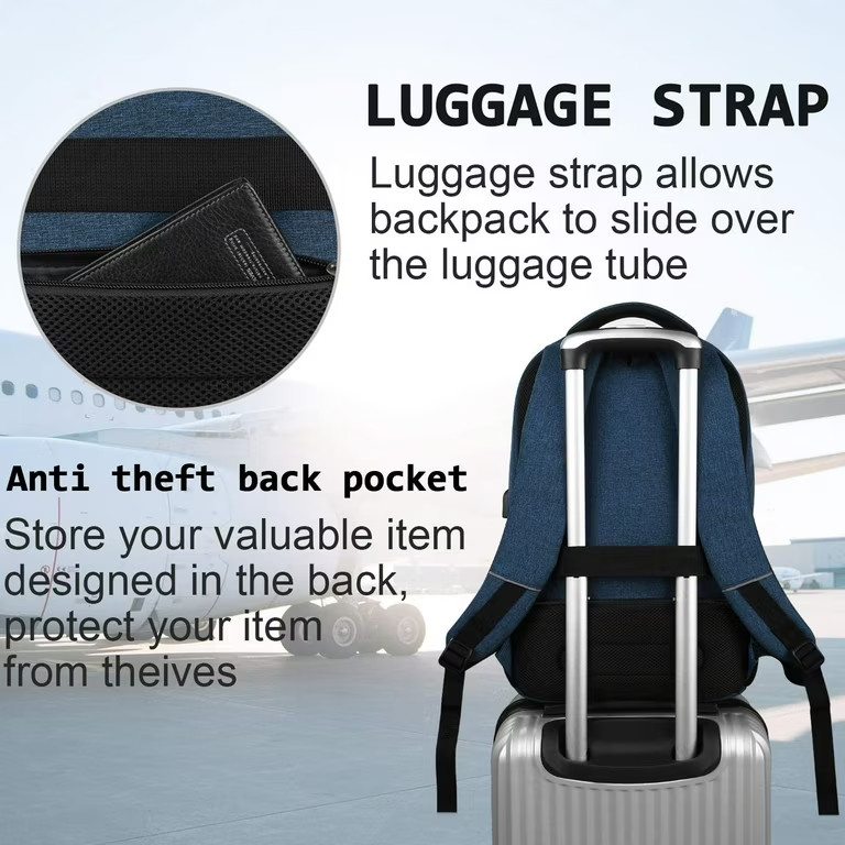Bruno Cavalli Laptop USB Charging Backpack Blue Fairly used (damaged cupholder)