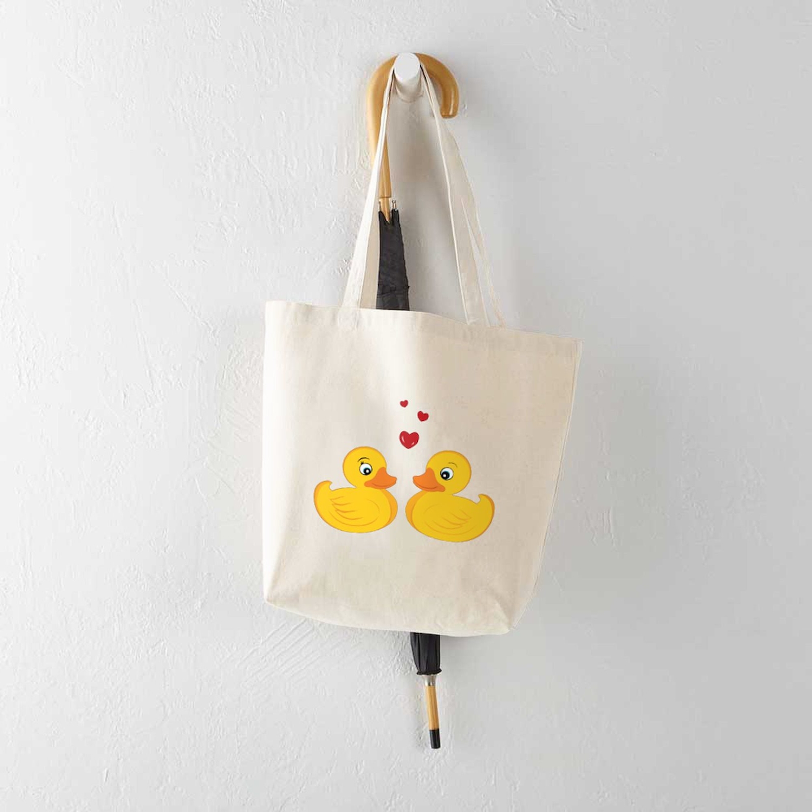 CafePress Love Ducks Natural Canvas Tote Bag, Cloth Shopping Bag (776385568)