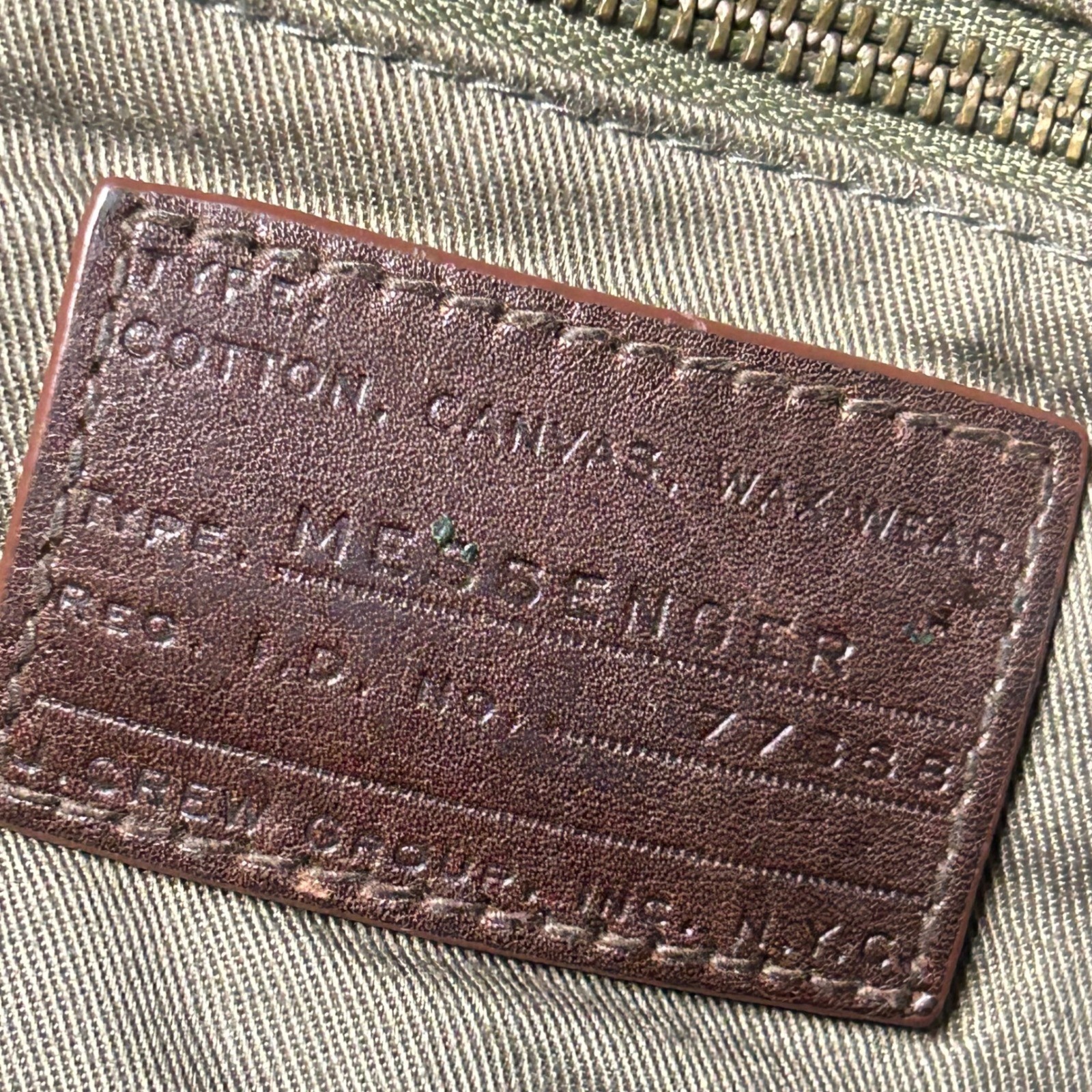 J.Crew Messenger Bag Tan Men OS Canvas Leather Trim Satchel Work Travel