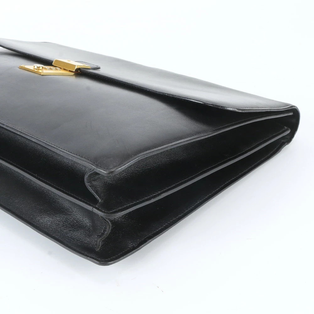 Bally Briefcase Handbag Clutch Bag Business Leather Black 40x30x6cm pre-owned
