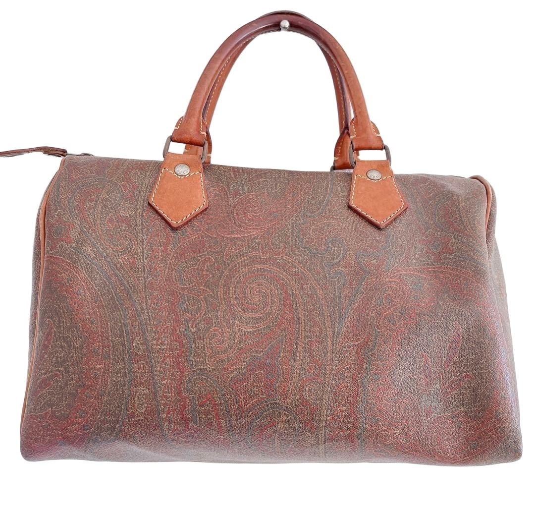 ETRO Paisley Pattern Duffle Bag Made in Italy PVC Leather 12x12x6 inches