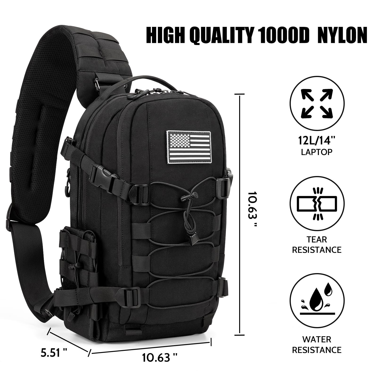 Tactical Sling Bag for Men: Everyday Carry Gear 12L EDC CCW Concealed Carry S…
