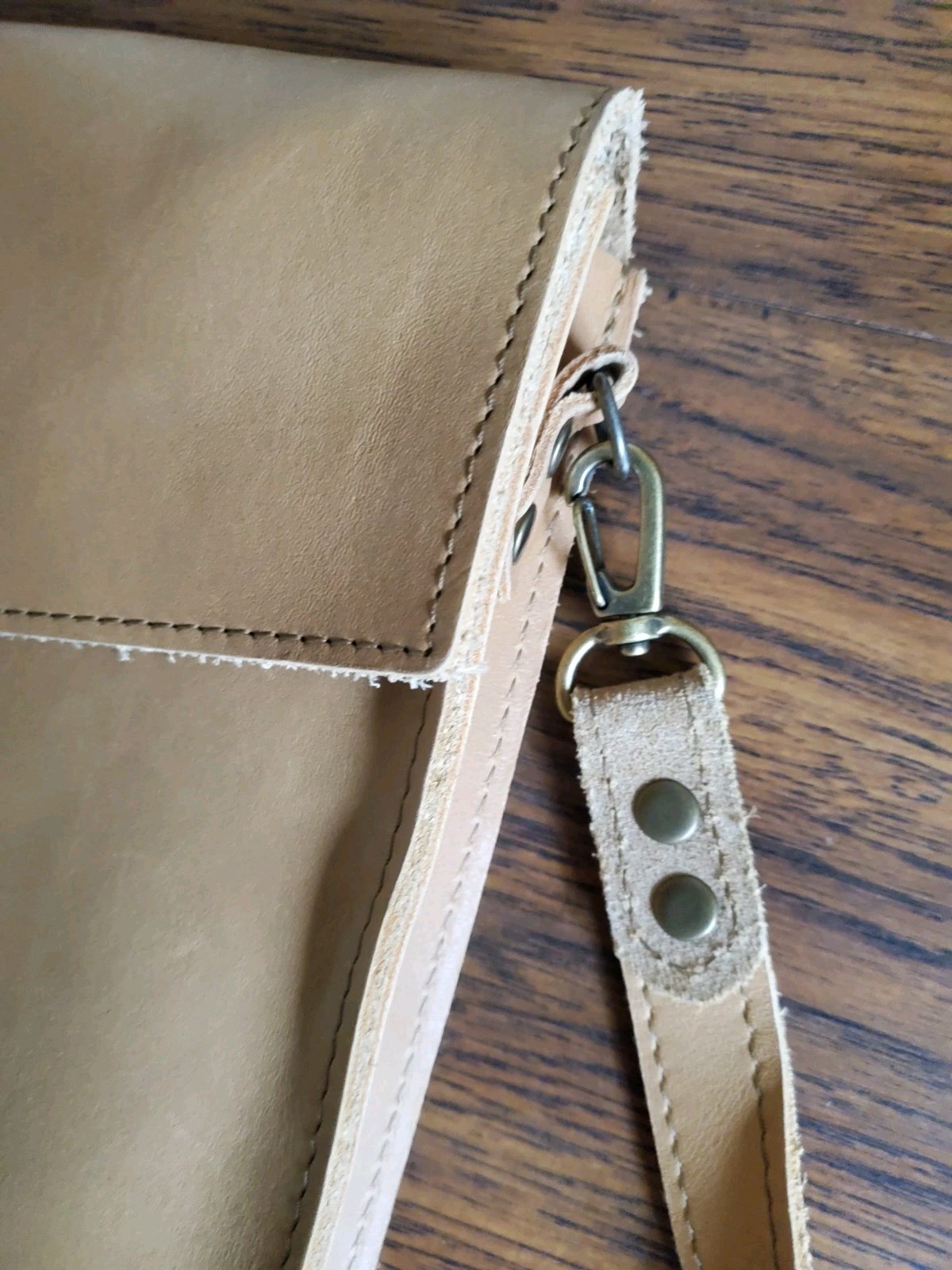Vtg Rustico Leather Briefcase Messenger Bag Light Brown Removable Strap, Handle
