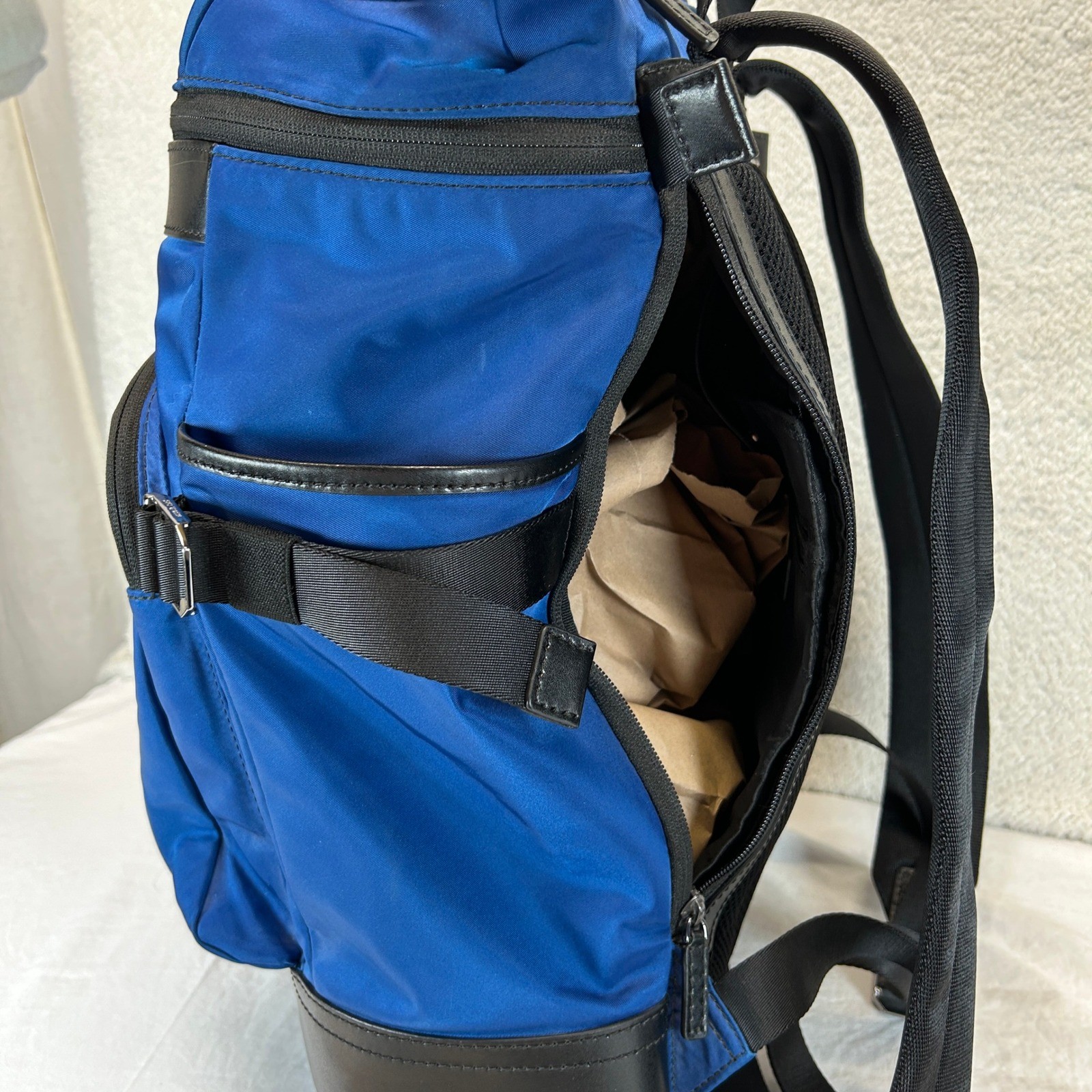 Michael Kors Kent Mens Royal Blue Nylon Leather Trim Tech Backpack Laptop Bag