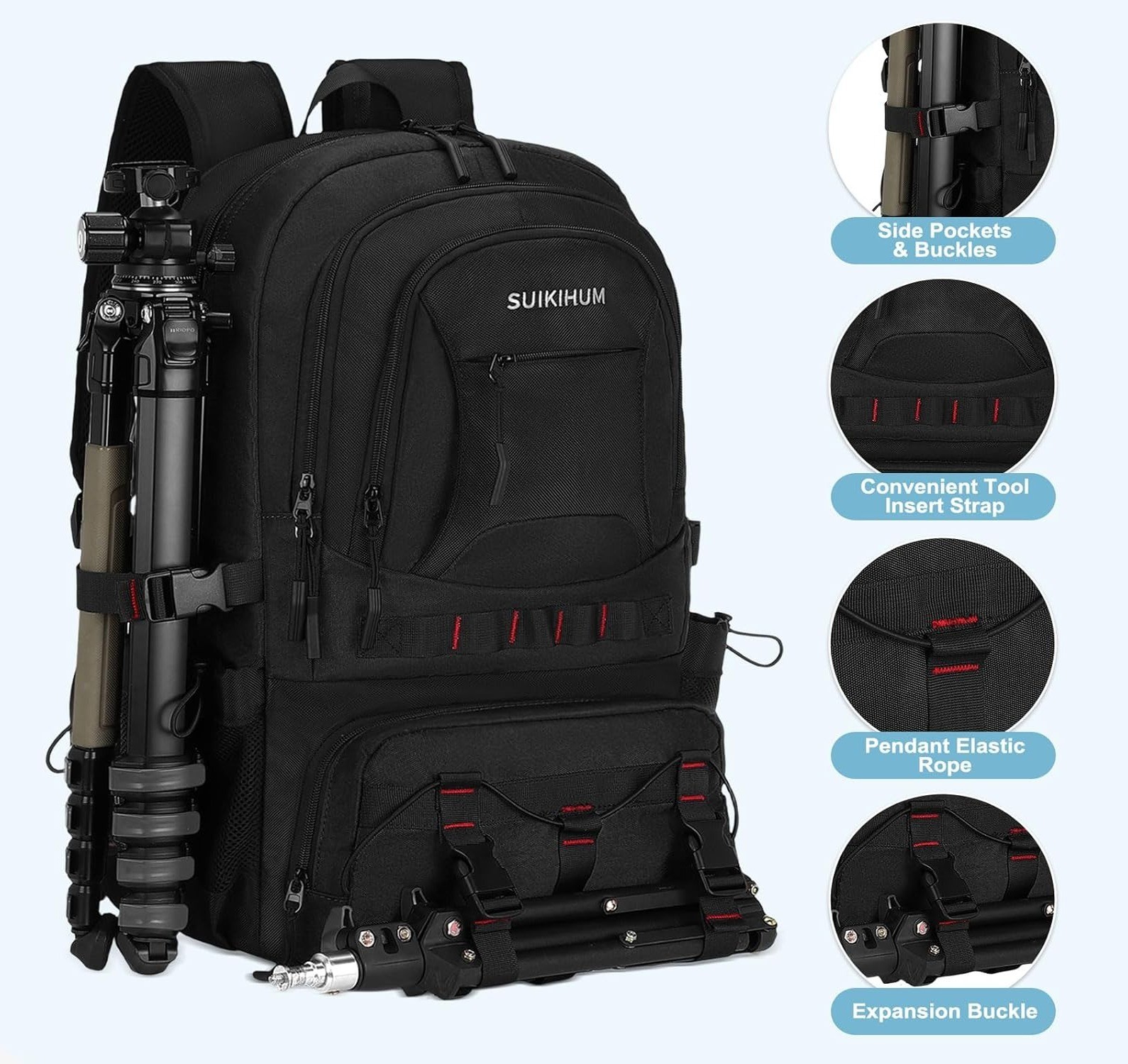 35L Hiking Backpack Waterproof Travel Daypack USB-C Laptop Camping- Black NEW