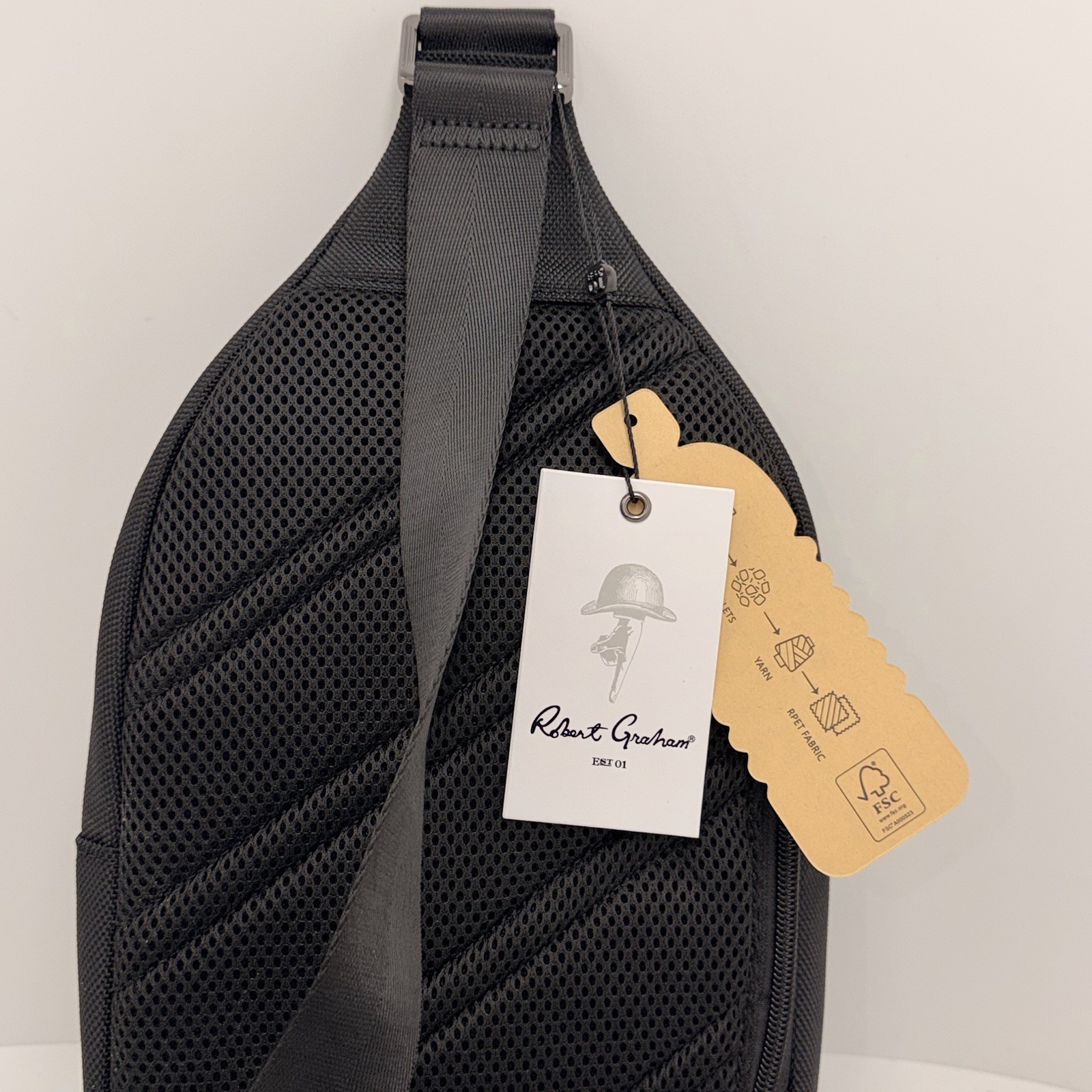 Robert Graham Matso Sling Backpack Black Crossbody Bag Paisley Lined NWT Mens