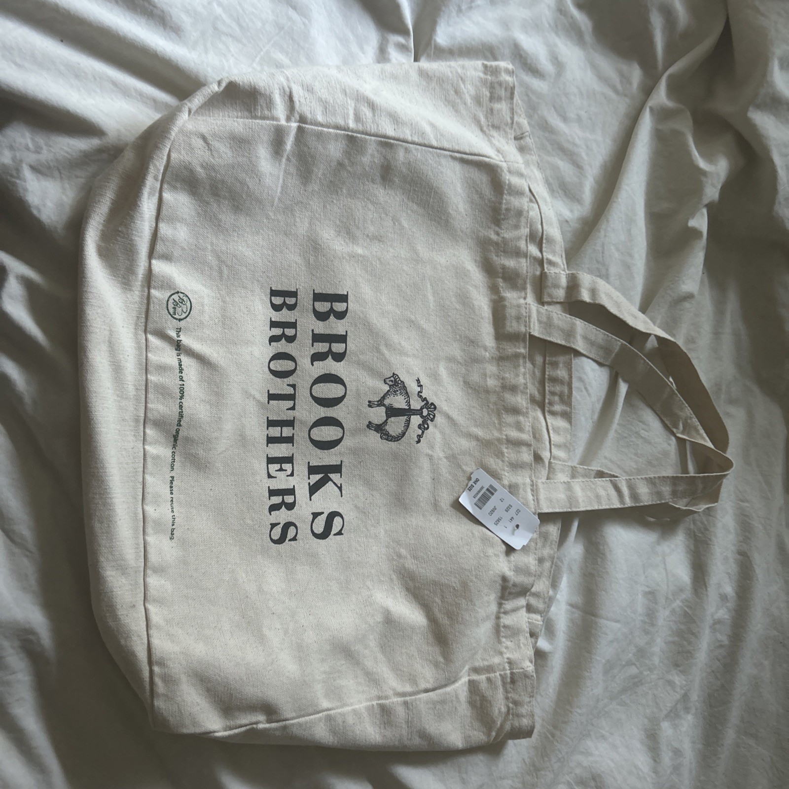 Brooks Brothers – Logoed Organic Cotton Canvas Tote Bag New With Tags