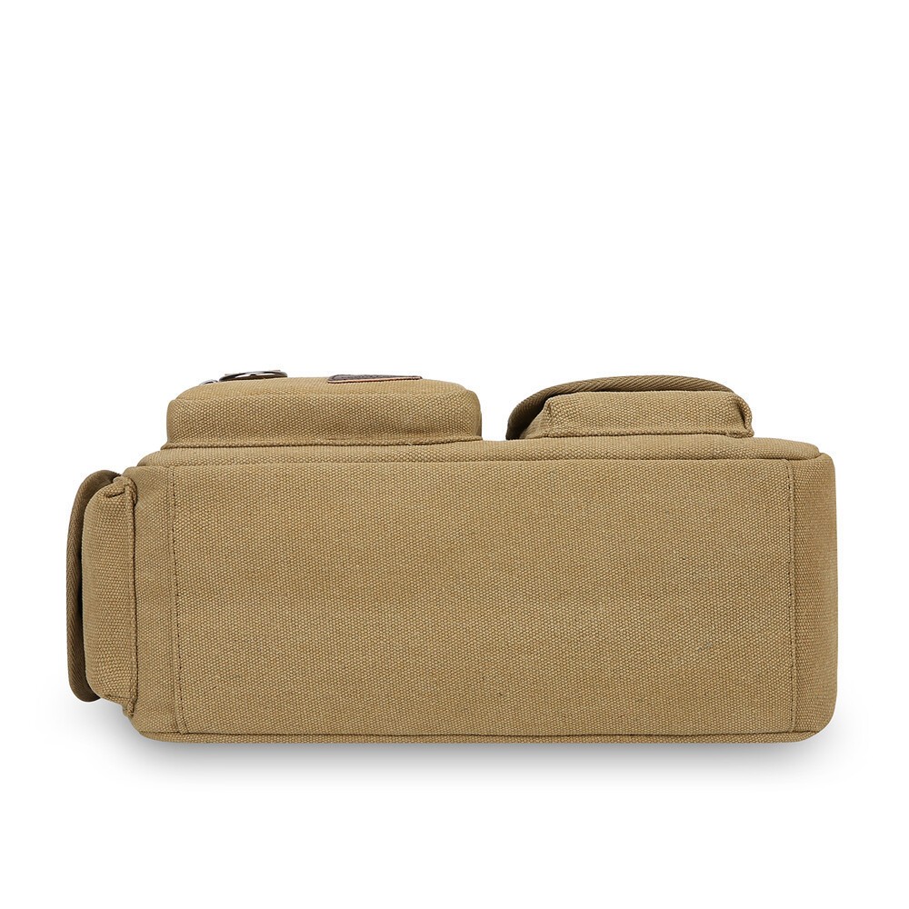 Men’s Canvas Crossbody Bag Multi-Pocket Casual Shoulder Bag for Work Travel