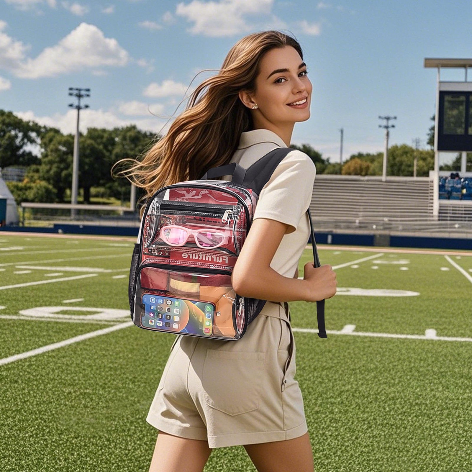 Clear Backpack Stadium Approved for Women and Men, Clear Bag for Stadium Even…