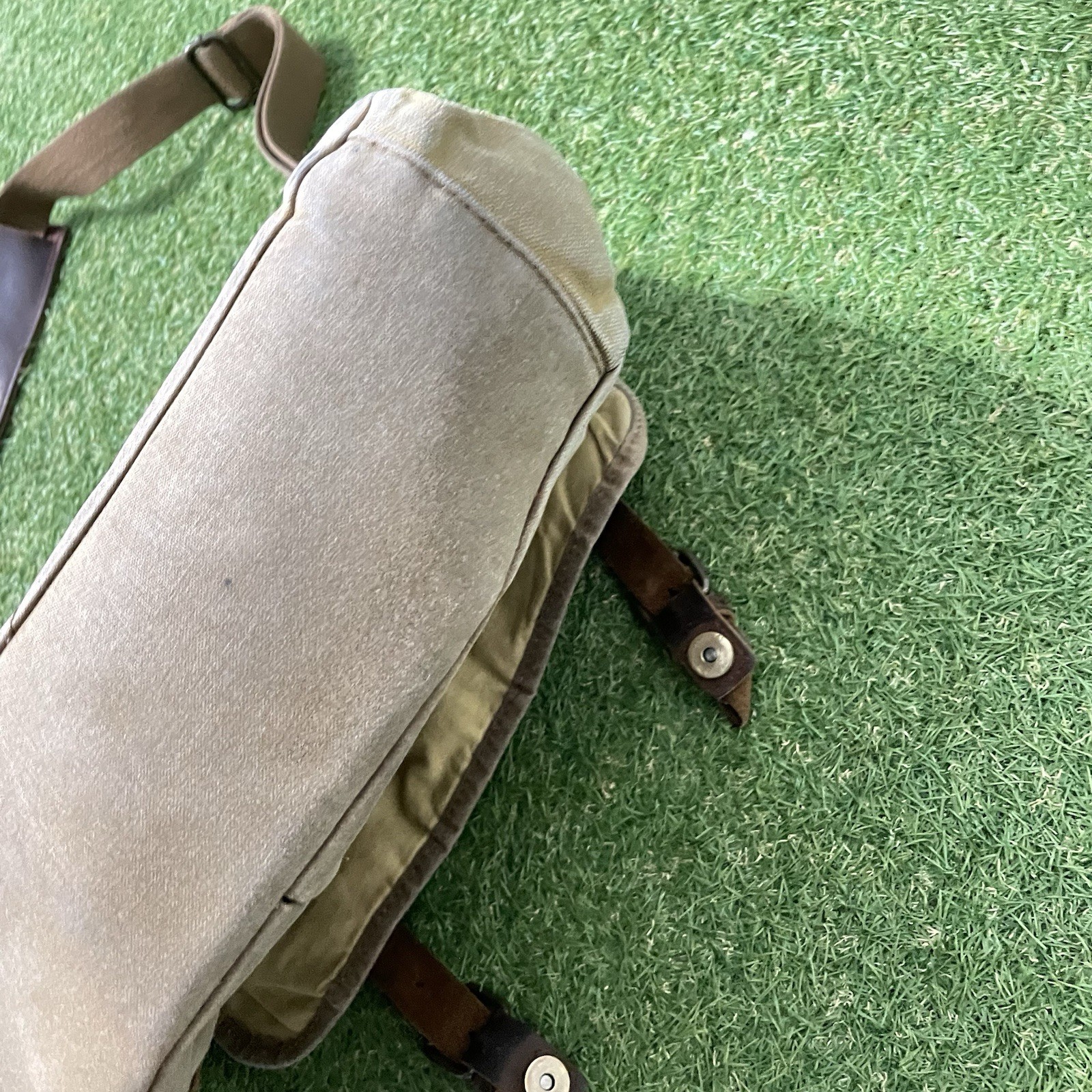 Newhey Messenger Bag Leather Canvas Laptop Retro Professional Shoulder Strap