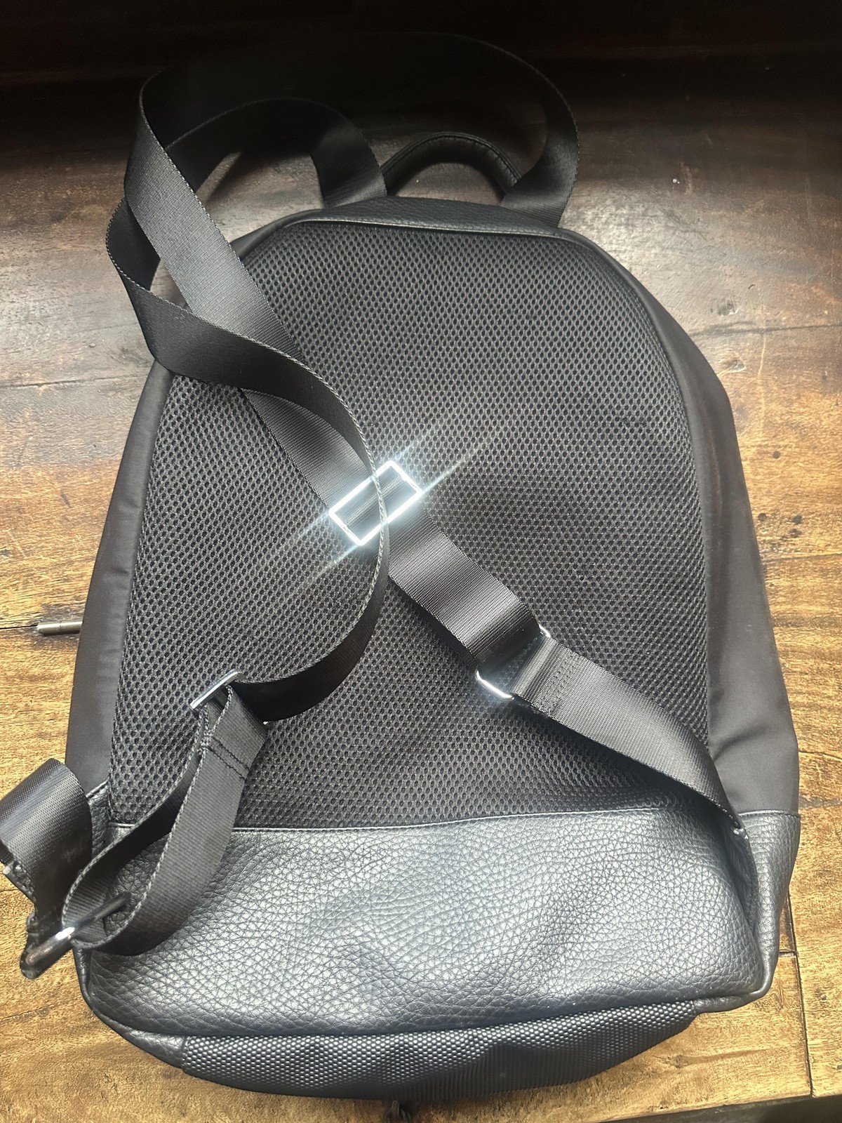 Calvin Klein Backpack Unisex Black Faux Leather Nylon Travel Laptop Bag