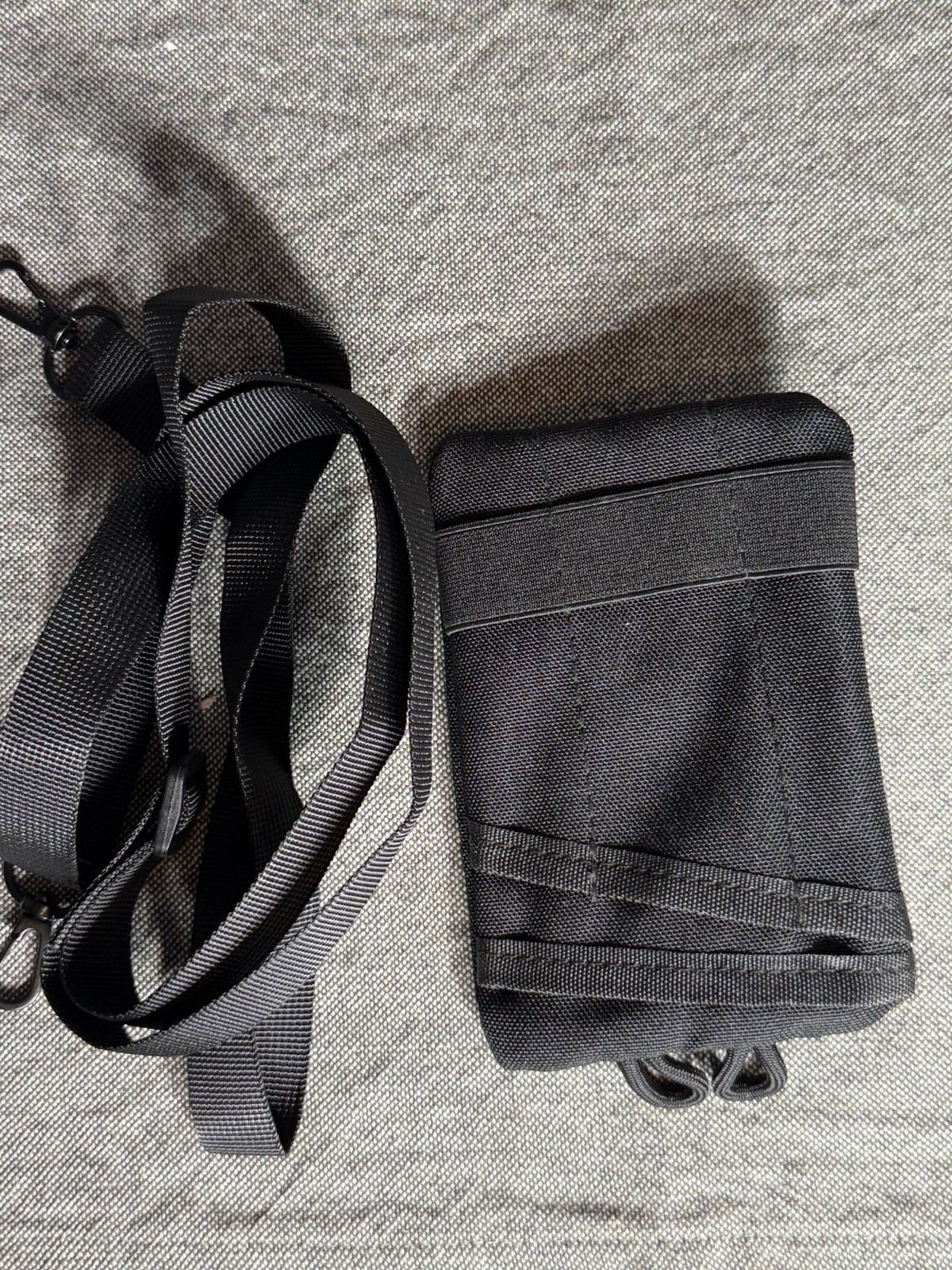 Black Crossbody Storage Bag Oxford Cloth Coin Card Holder Adjustable Strap